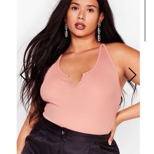 Women's Plus Rose Pink Scoop Neck Body Suite